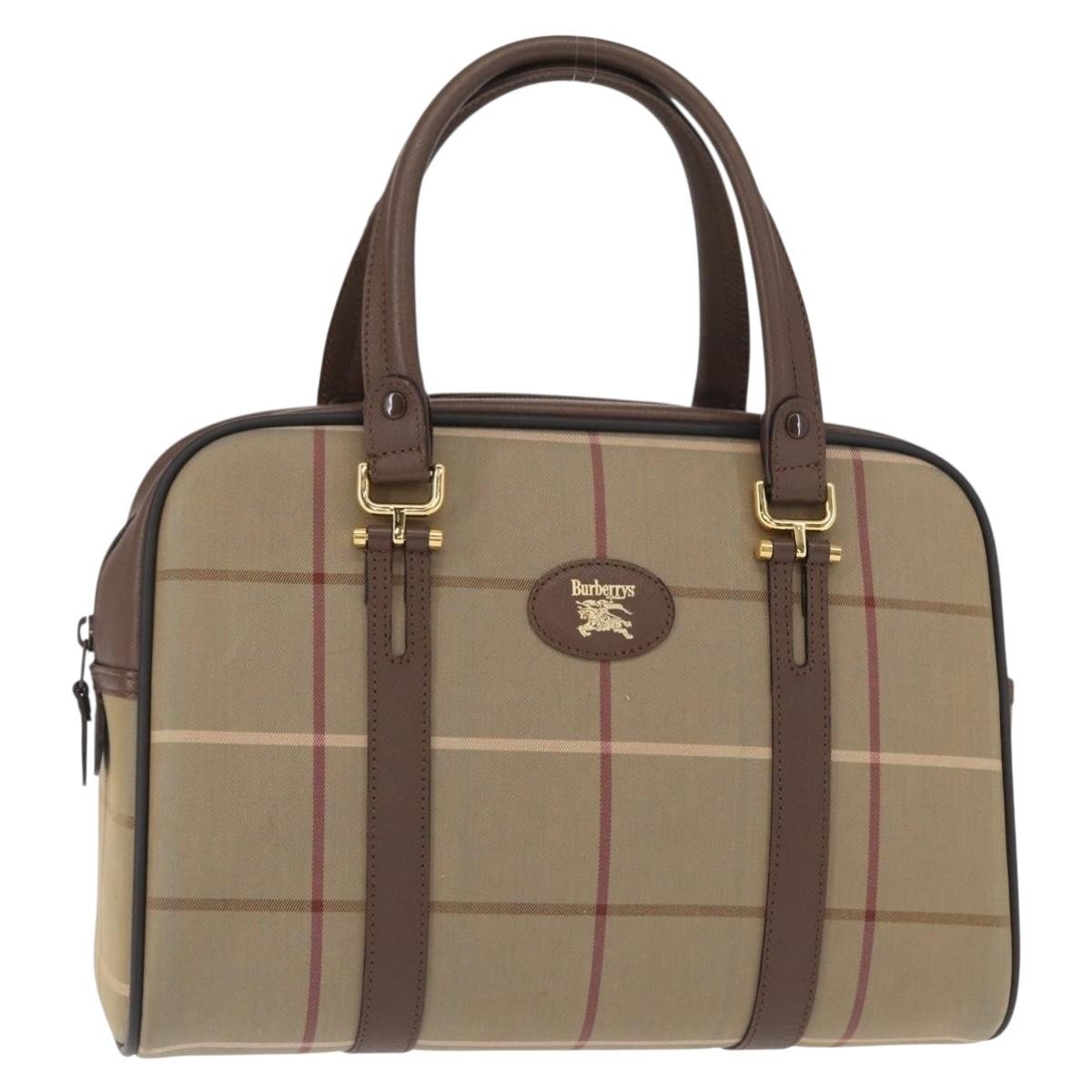 Burberry Nova Check Boston Bag Canvas Beige Canvas Handbag