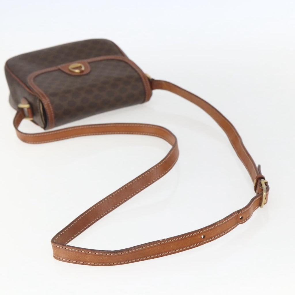 Celine Vintage Macadam Shoulder Bag Canvas And Leather Brown Canvas Shoulder Bag Bag