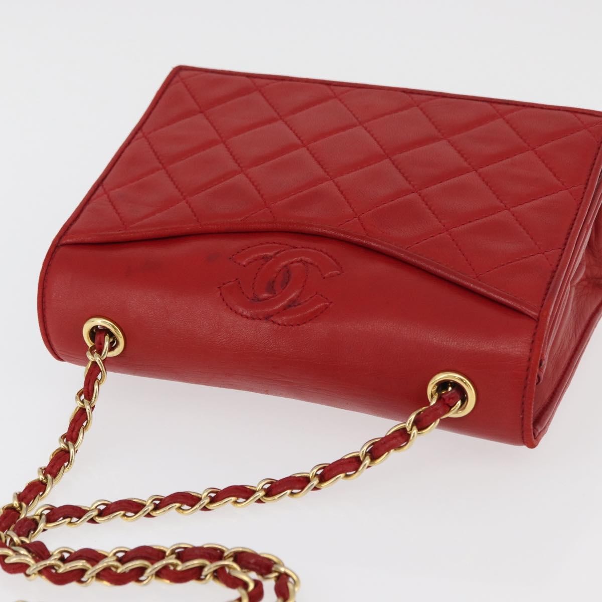 Chanel Vintage Cc Chain Full Flap Bag Quilted Leather Red Leather Shoulder Bag Bag