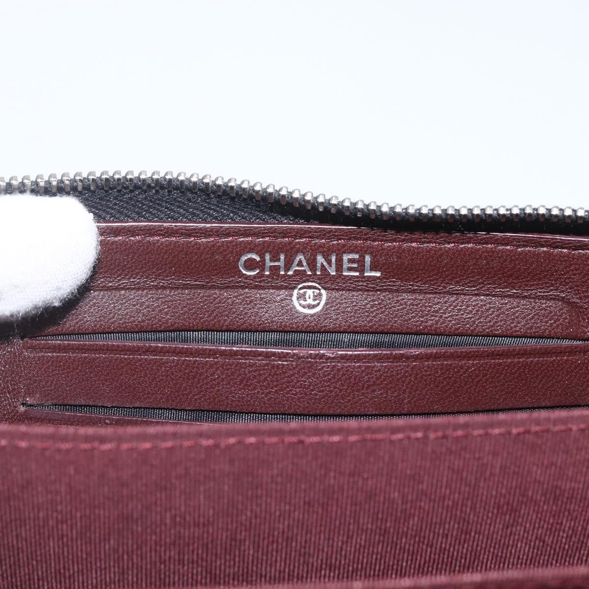 Chanel Zip Around Organizer Wallet Quilted Lambskin Black Leather Wallets Accessory