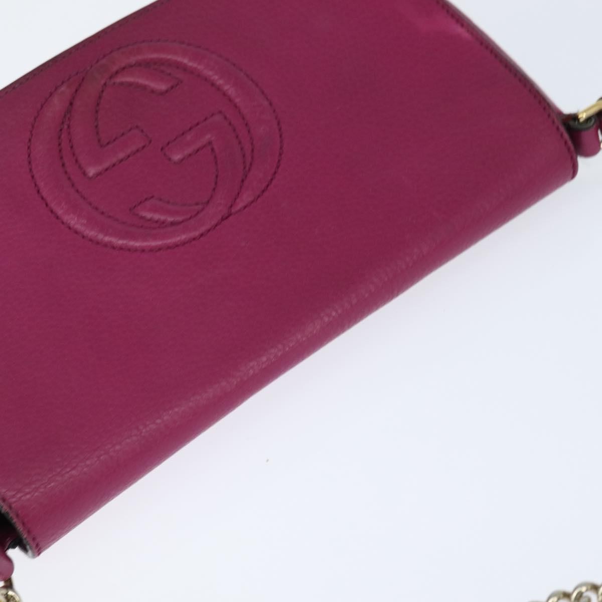 Gucci Soho Chain Crossbody Bag Leather Pink Leather Shoulder Bag Bag (Pre-Owned)