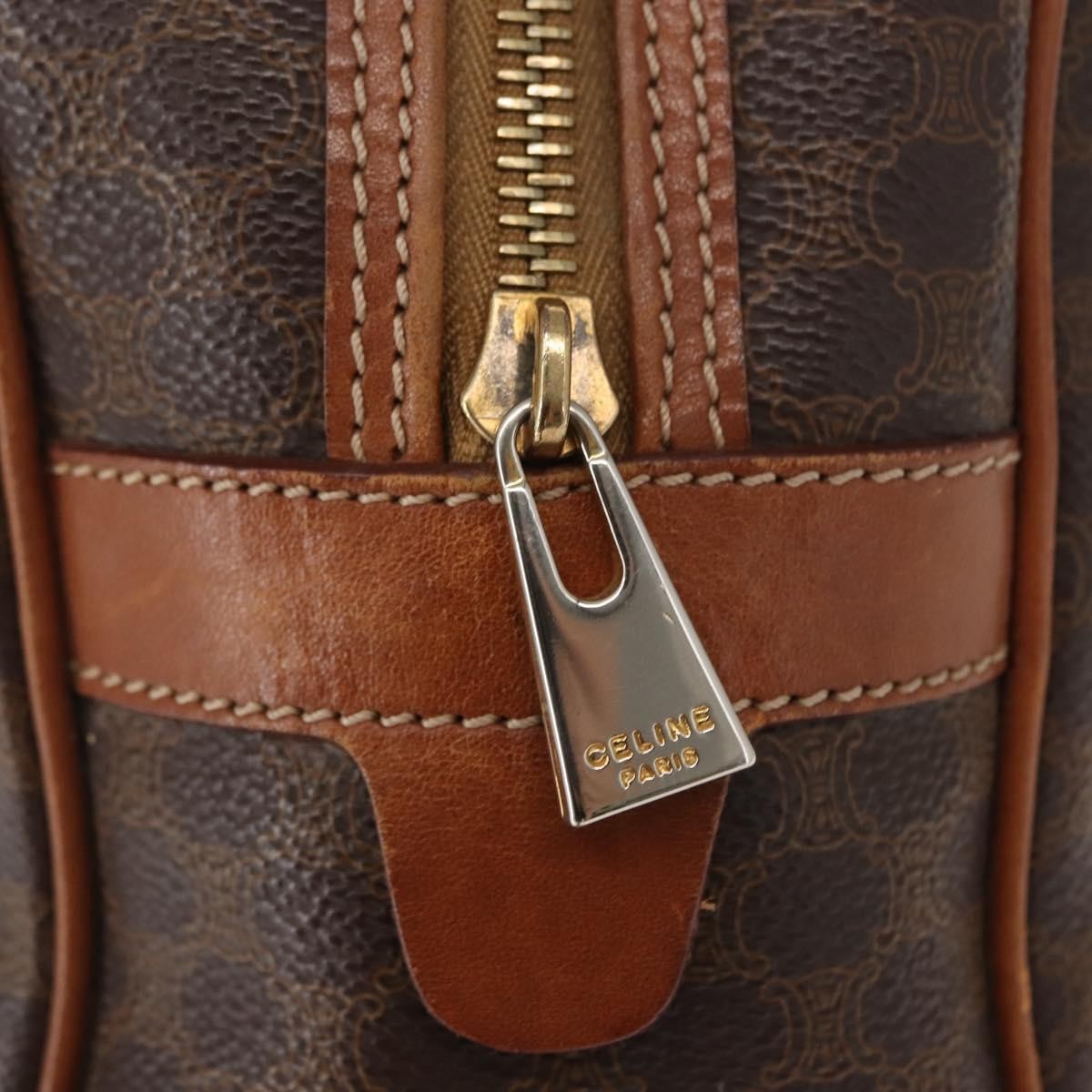 Celine Vintage Macadam Handbag Canvas And Leather Brown Canvas Handbag