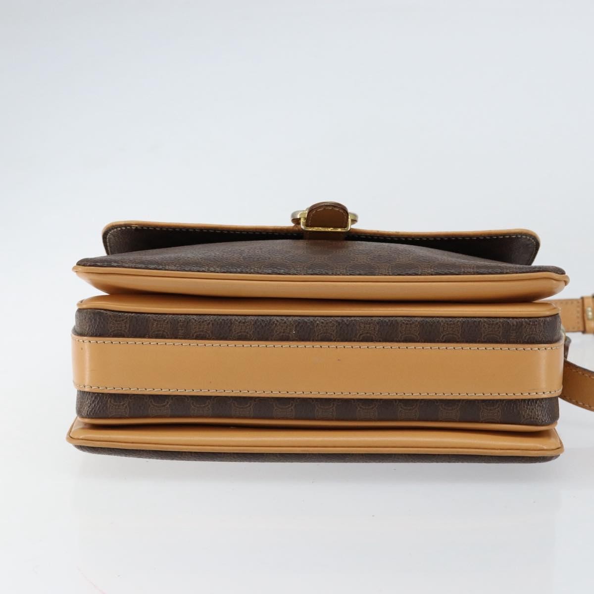 Celine Vintage Macadam Shoulder Bag Canvas And Leather Brown Canvas Shoulder Bag Bag