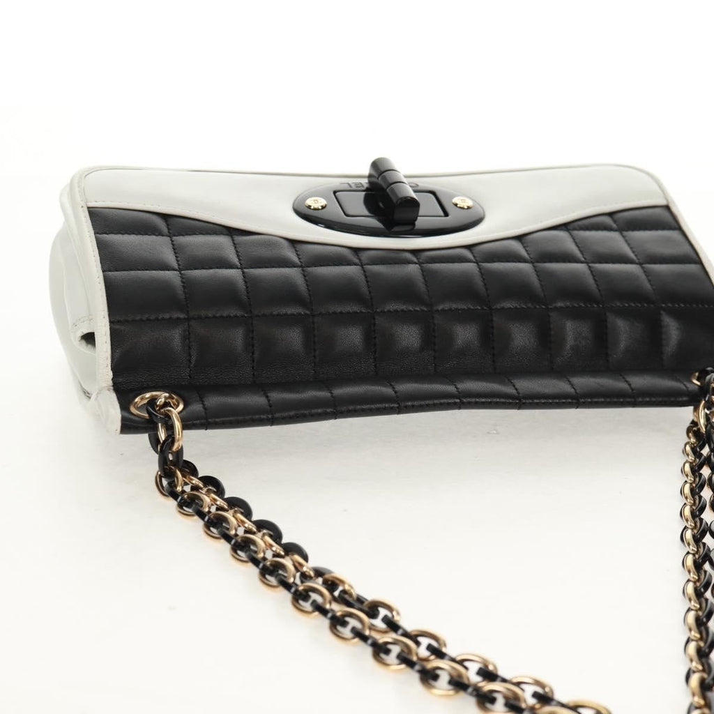 Chanel Chocolate Bar Mademoiselle Shoulder Bag Quilted Lambskin Black Leather Shoulder Bag Bag