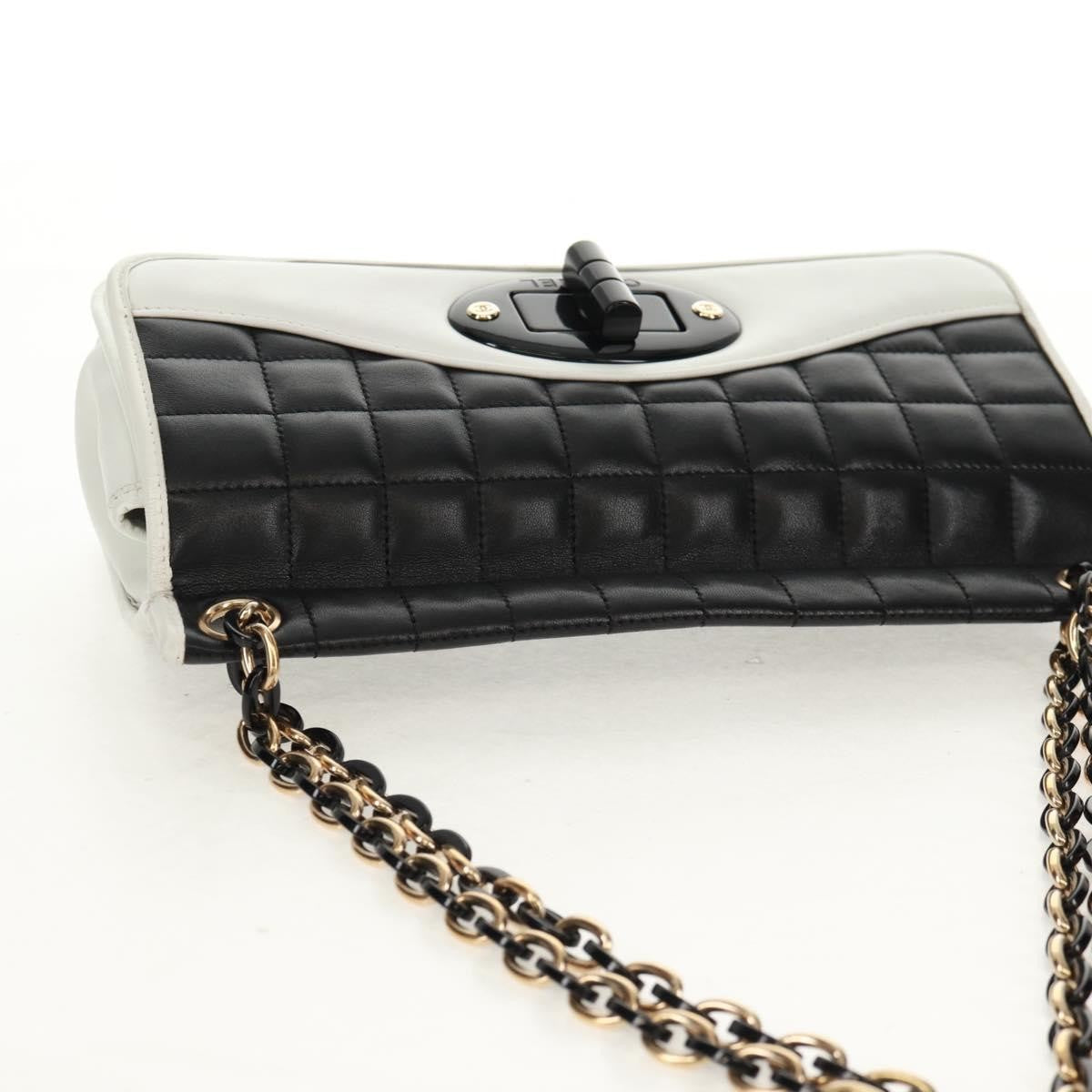 Chanel Chocolate Bar Mademoiselle Shoulder Bag Quilted Lambskin Black Leather Shoulder Bag Bag
