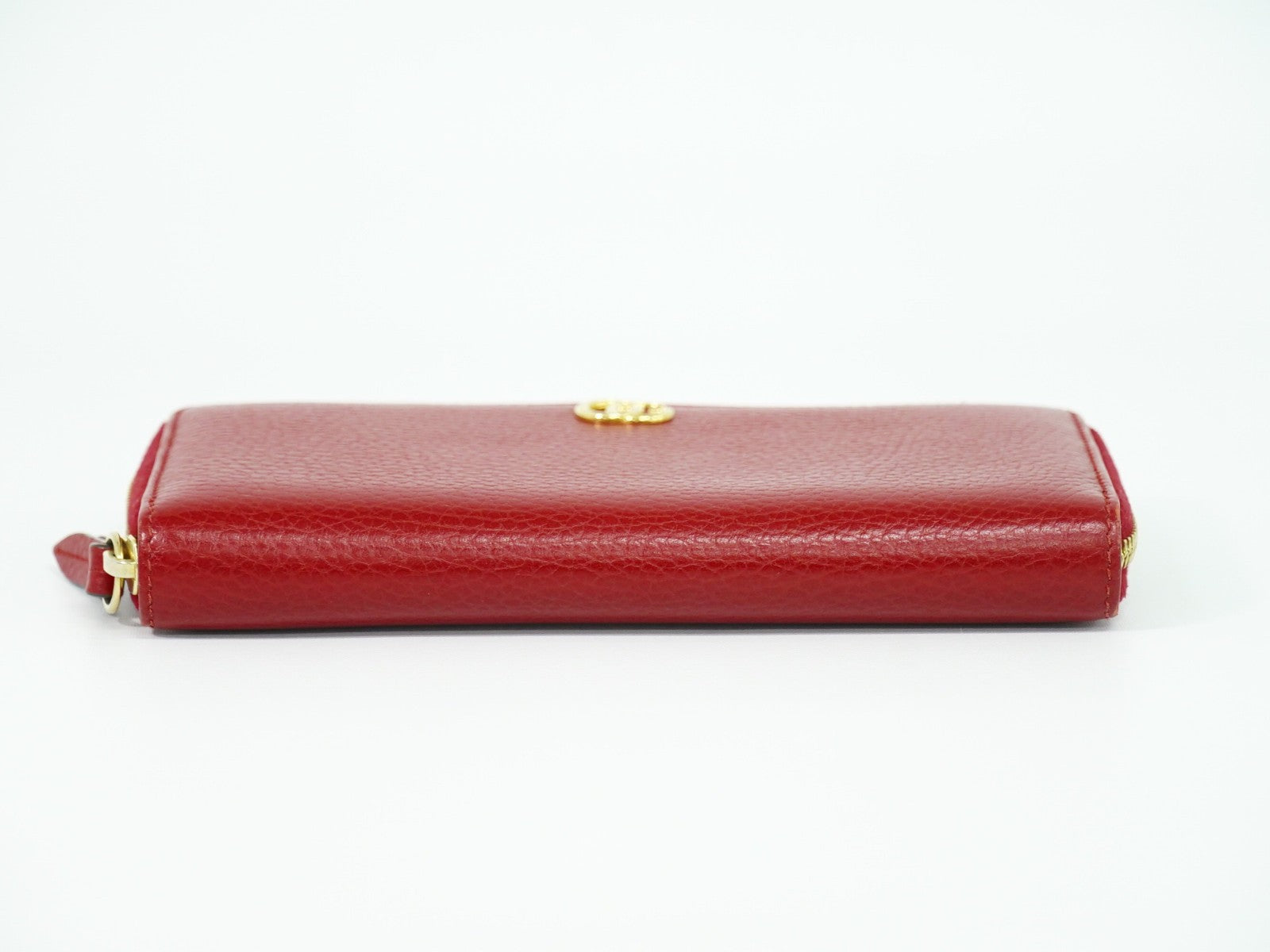 Gucci Gg Marmont Zip Around Wallet Leather Red Leather Wallets Accessory (Pre-Owned)