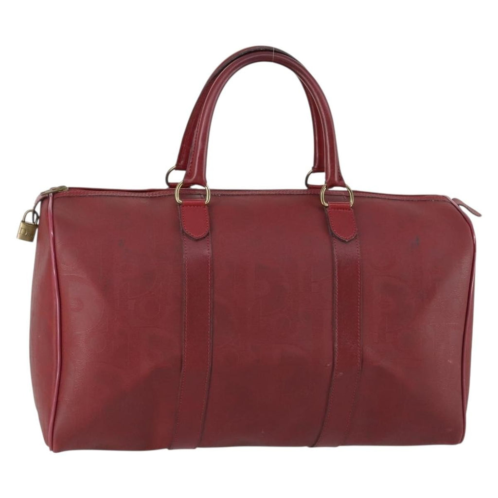 Christian Dior Vintage Trotter Duffle Bag Diorissimo Canvas Red Pvc Travel Bag Bag (Pre-Owned)