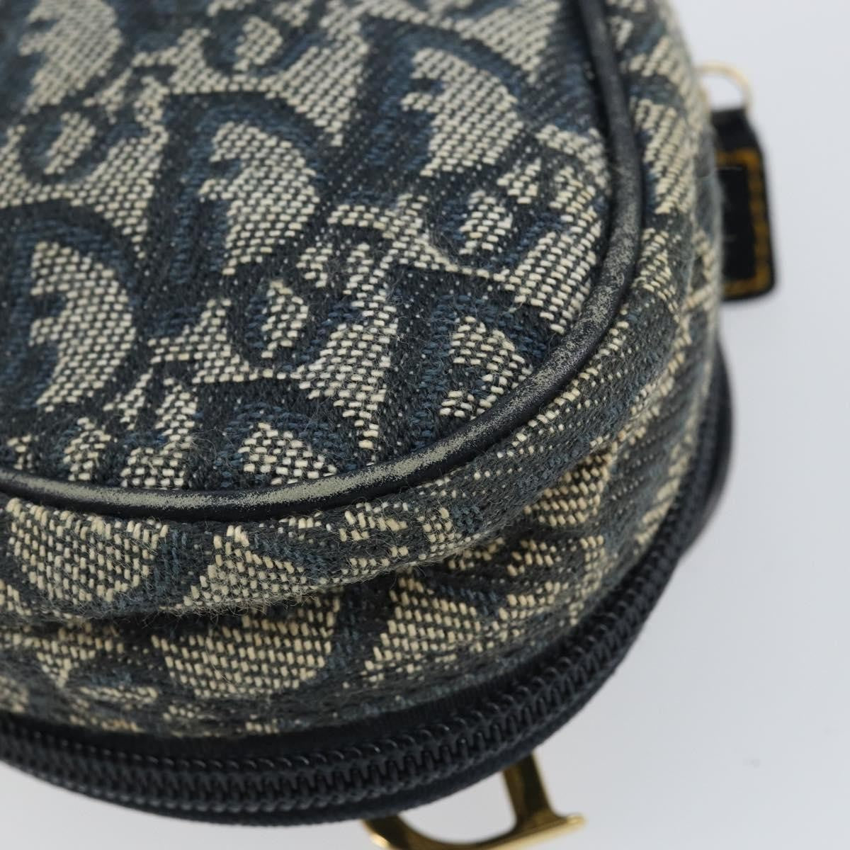 Christian Dior Vintage Saddle Coin Purse Diorissimo Canvas Blue Canvas Clutche & Pouche Bag (Pre-Owned)