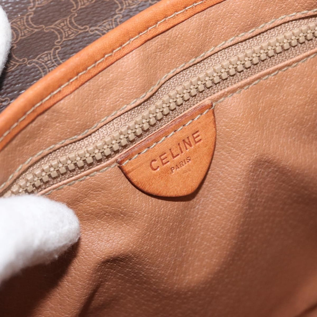 Celine Vintage Macadam Shoulder Bag Canvas And Leather Brown Canvas Shoulder Bag Bag