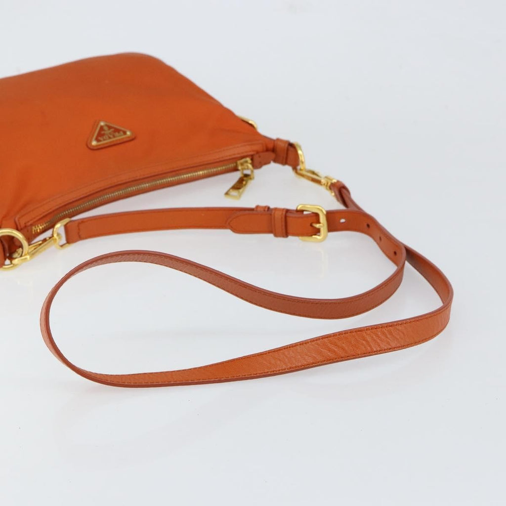 Prada Flat Messenger Tessuto With Leather Orange Nylon Shoulder Bag Bag