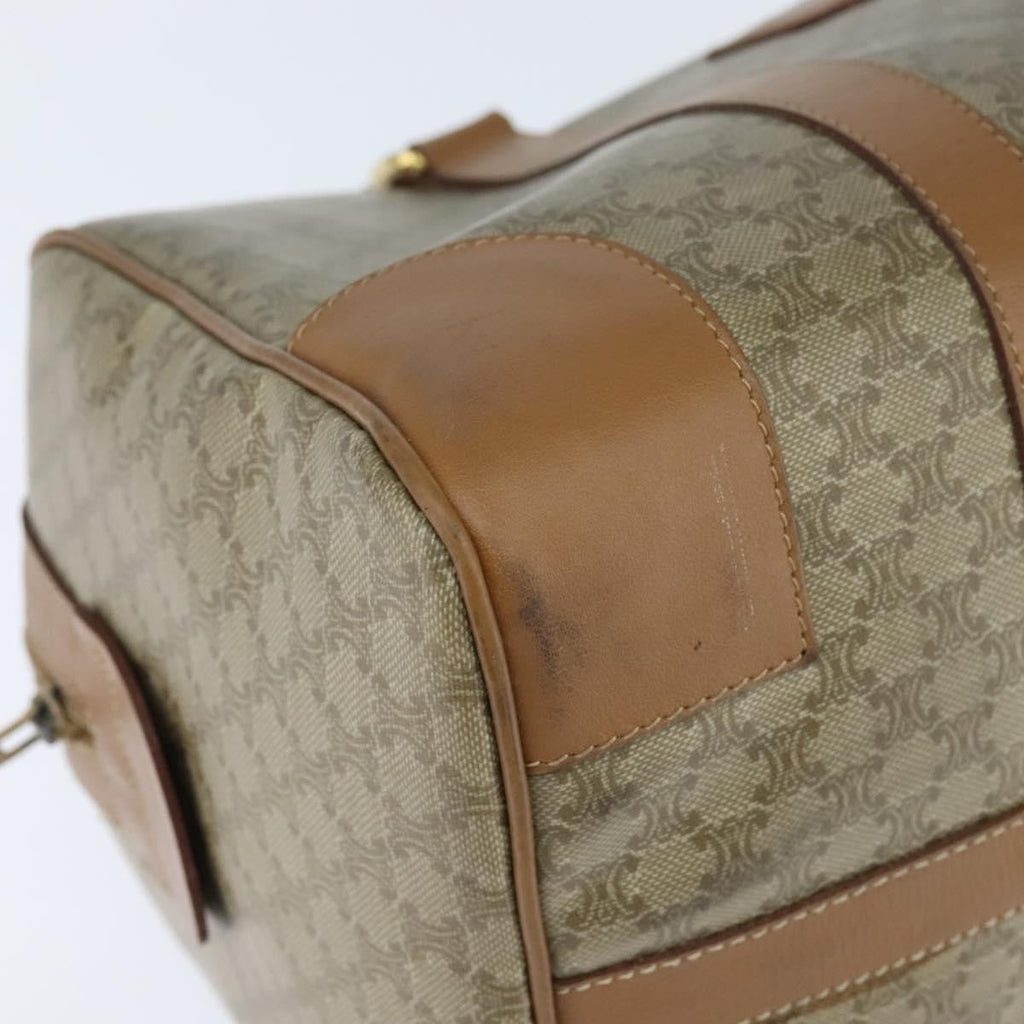 Celine Vintage Macadam Boston Bag Canvas Beige Canvas Travel Bag Bag