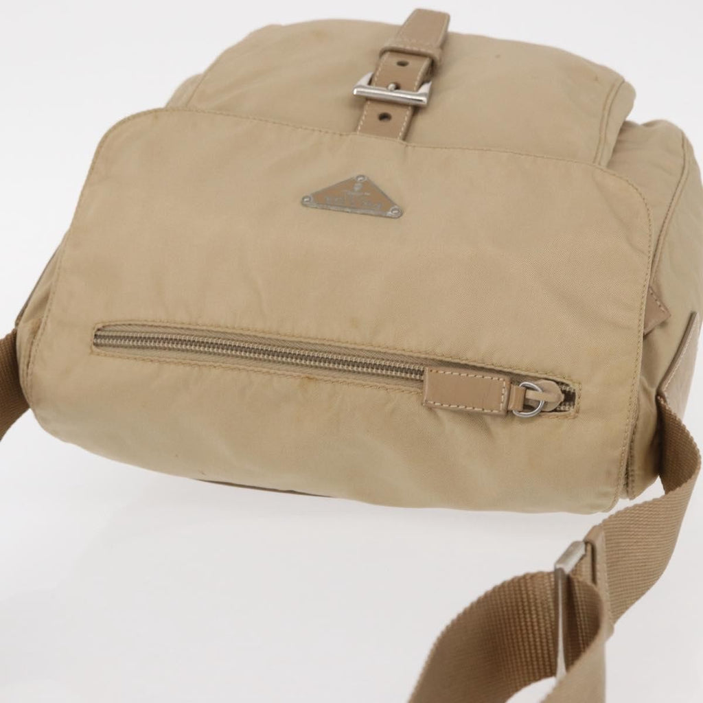 Prada Buckle Messenger Bag Tessuto Beige Nylon Shoulder Bag Bag