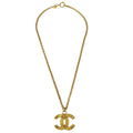 Chanel Vintage Cc Pendent Necklace Plated Metal Gold Gold_Plated Necklace Jewelry