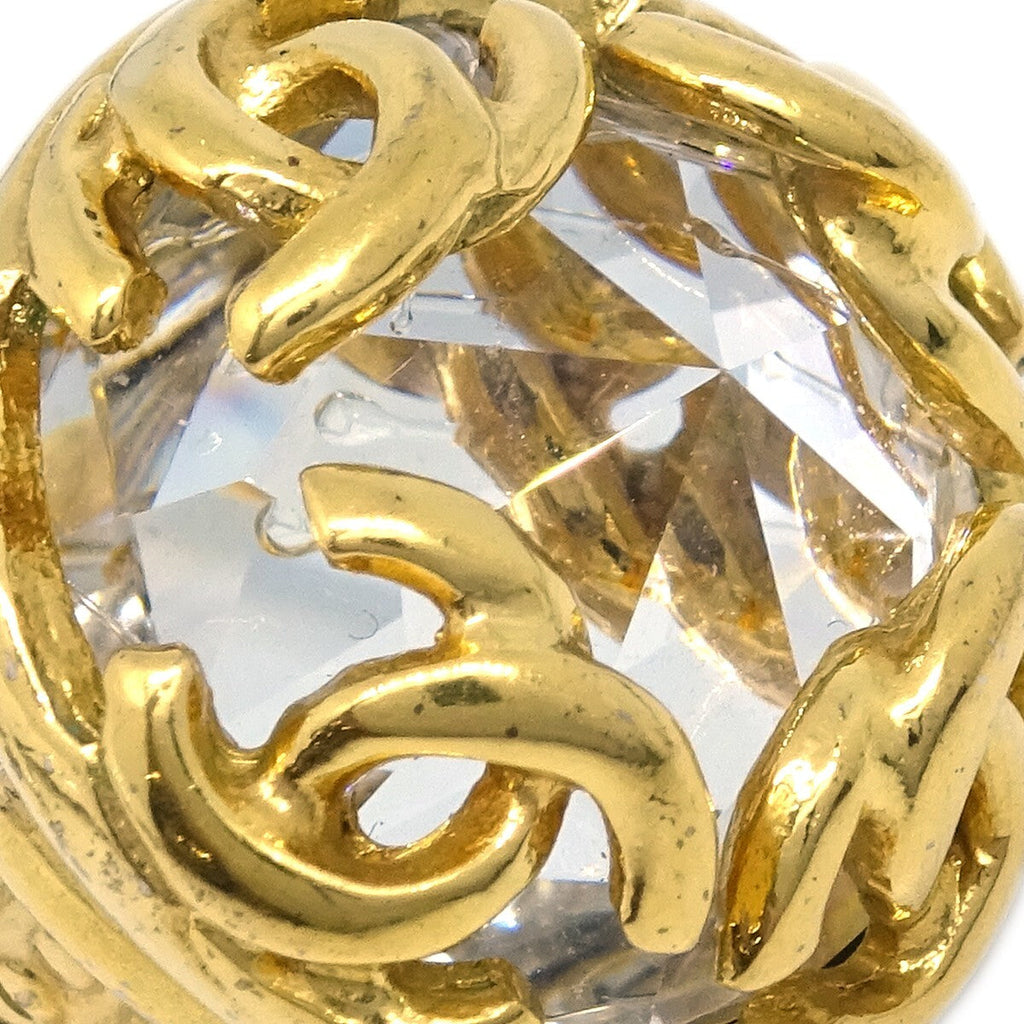 Chanel Cc Round Earrings Metal And Crystal Gold Gold_Plated Earrings Jewelry