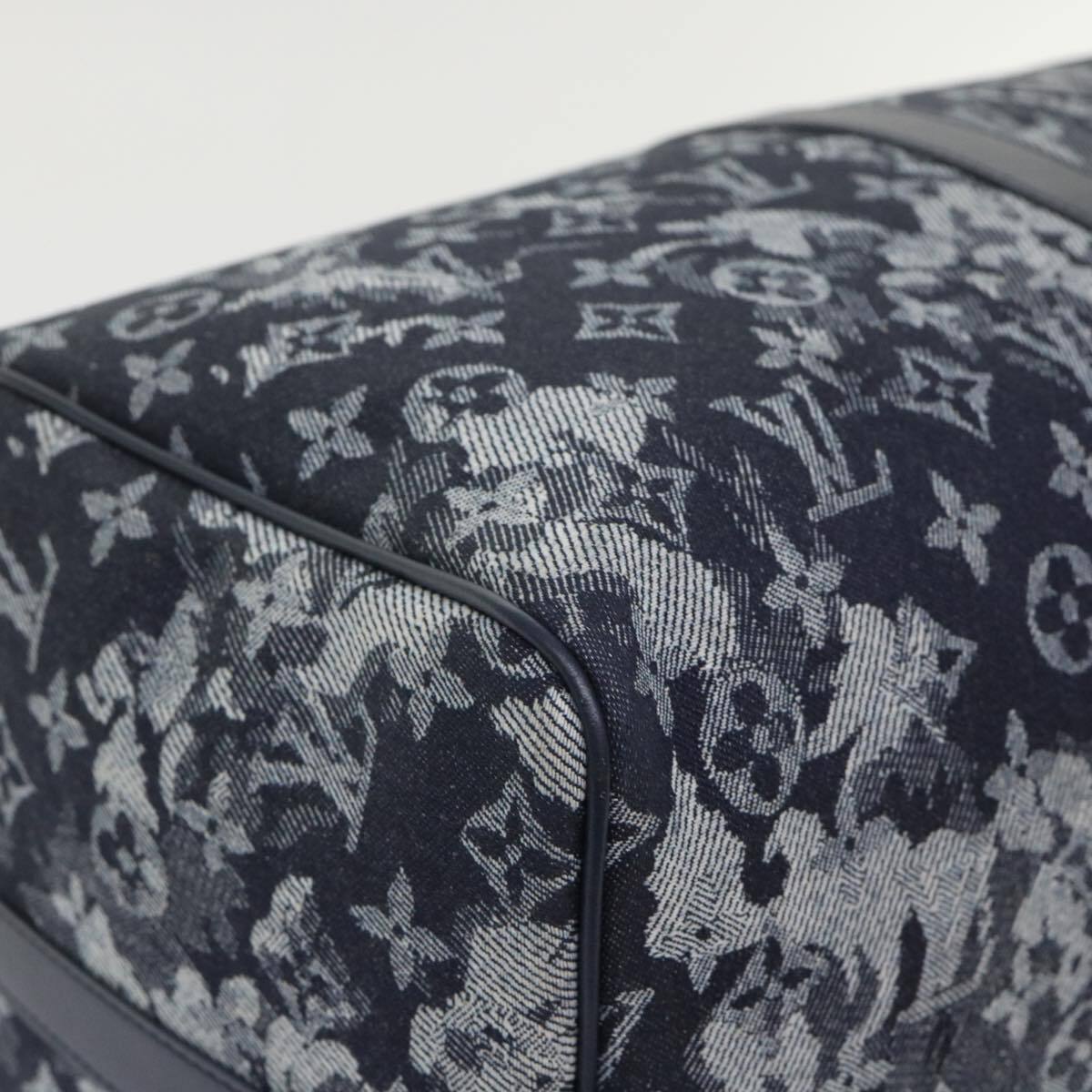 Louis Vuitton Keepall Bandouliere Bag Monogram Tapestry Canvas Navy Canvas Bag