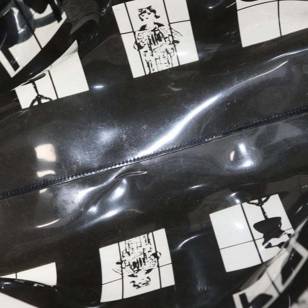 Chanel Coco Window Tote Printed Vinyl Black Plastic Tote Bag Bag