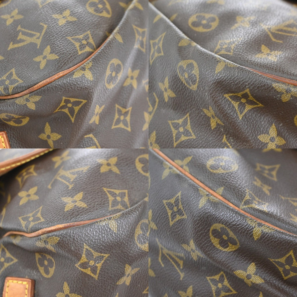 Louis Vuitton Saumur Handbag Monogram Canvas Brown Leather Shoulder Bag