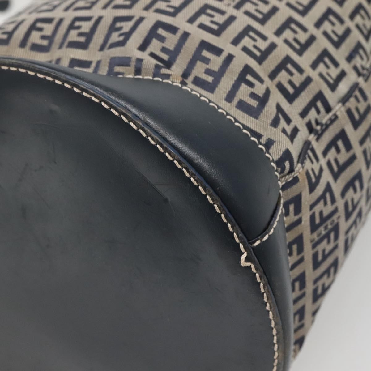 Fendi Ff Logo Mon Tresor Bucket Bag Printed Shearling With Leather Navy Canvas Shoulder Bag Bag