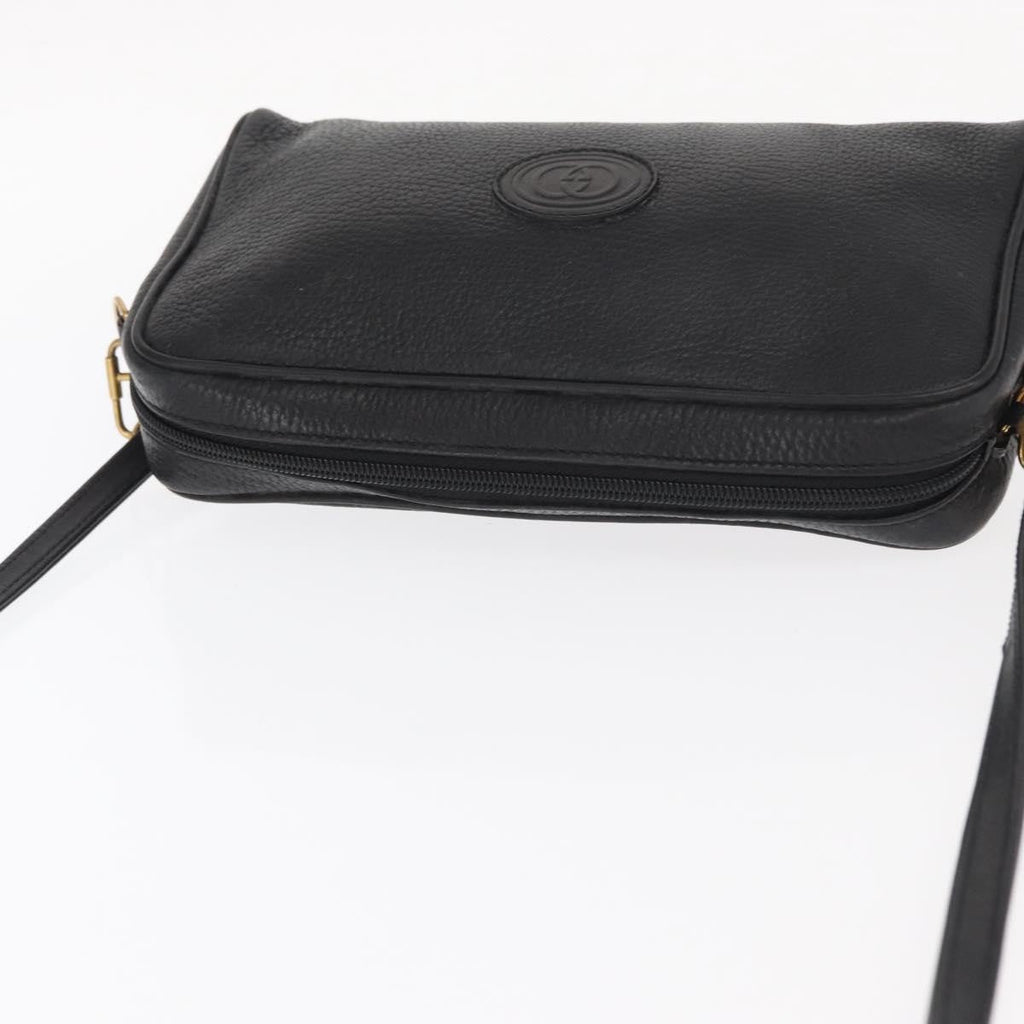 Gucci Vintage Shoulder Bag Leather Black Leather Shoulder Bag Bag (Pre-Owned)