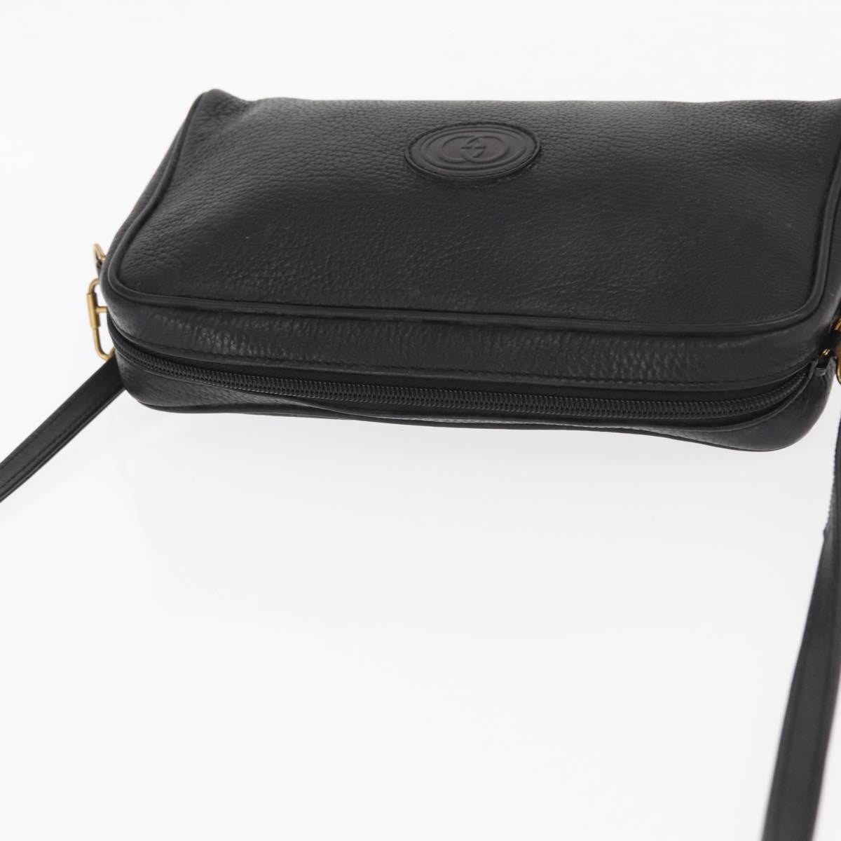 Gucci Vintage Shoulder Bag Leather Black Leather Shoulder Bag Bag (Pre-Owned)
