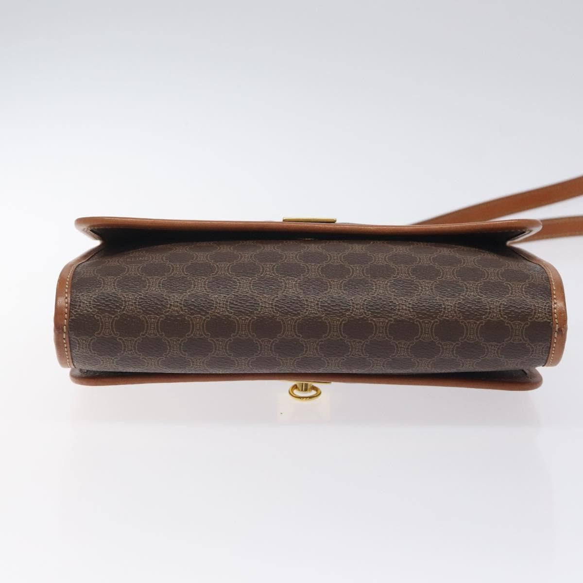 Celine Vintage Macadam Shoulder Bag Canvas And Leather Brown Canvas Shoulder Bag Bag