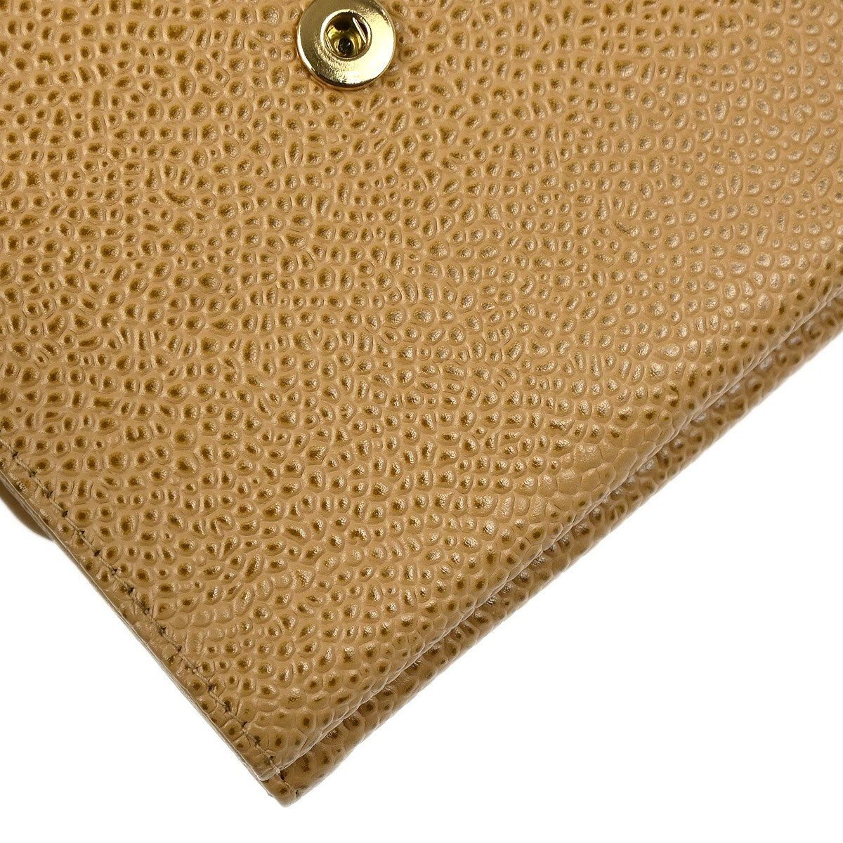 Chanel Vintage Timeless Cc Bifold Wallet Caviar Beige Leather Wallets Accessory
