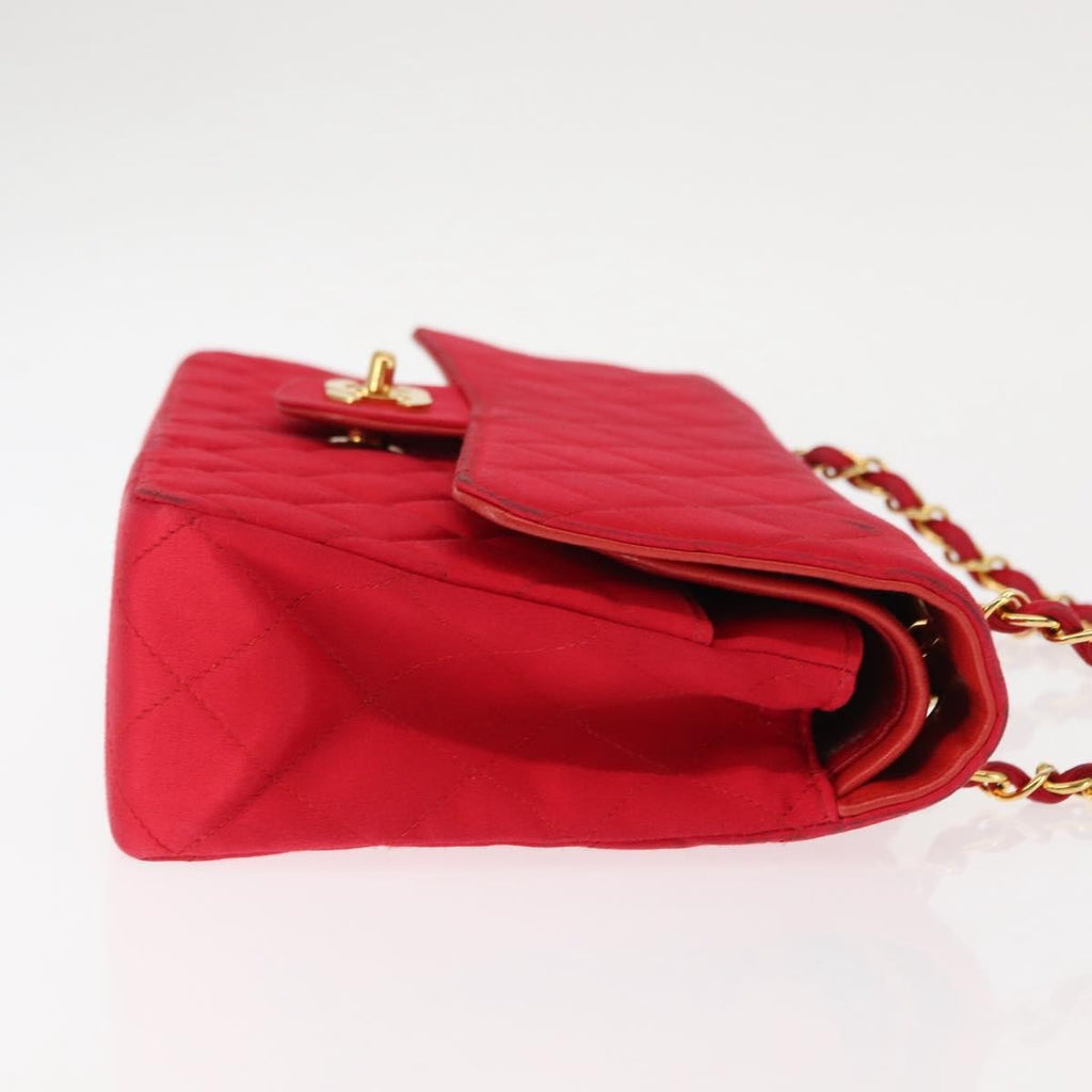 Chanel Timeless - Classic Double Flap Bag Quilted Satin Red Satin Shoulder Bag Bag