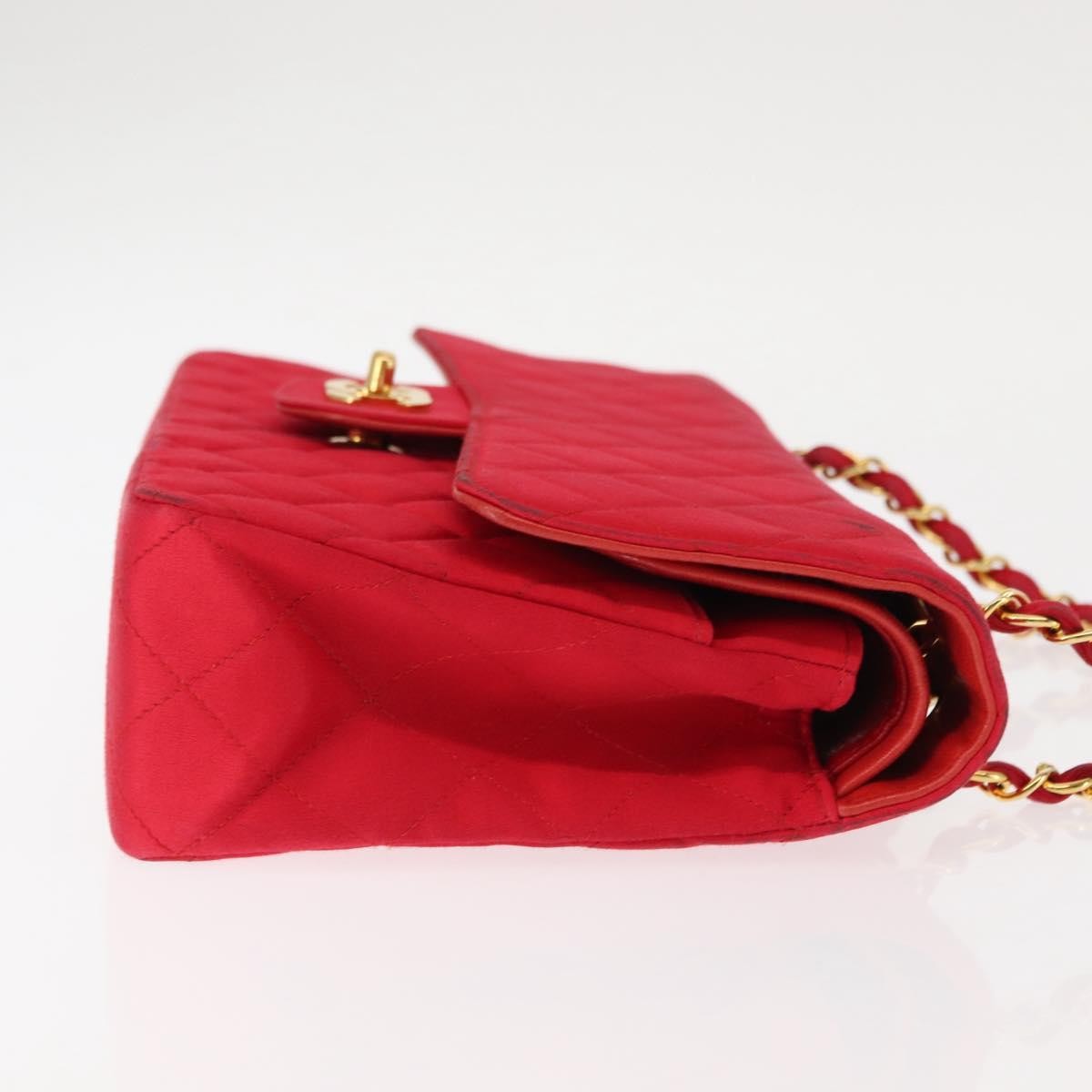 Chanel Timeless - Classic Double Flap Bag Quilted Satin Red Satin Shoulder Bag Bag