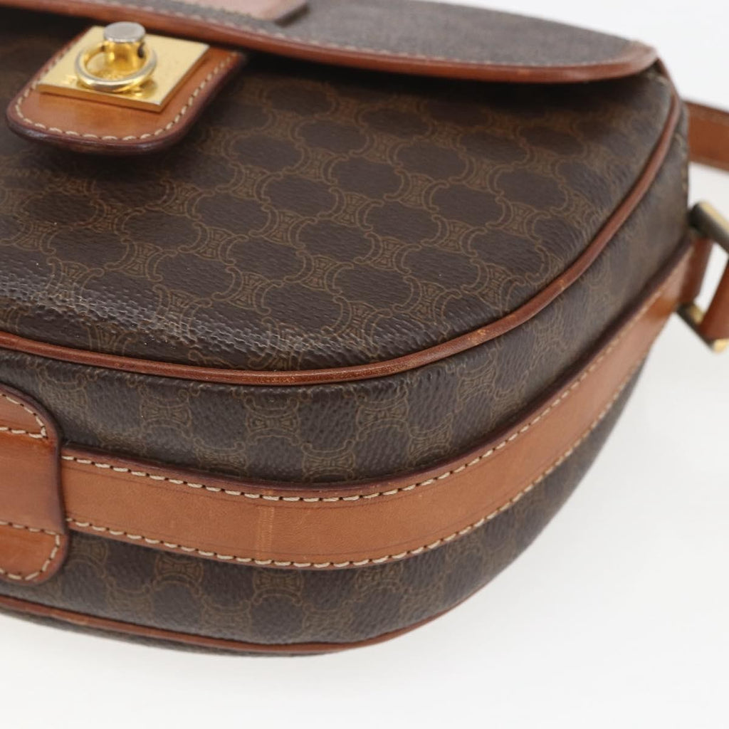 Celine Vintage Macadam Shoulder Bag Canvas And Leather Brown Canvas Shoulder Bag Bag