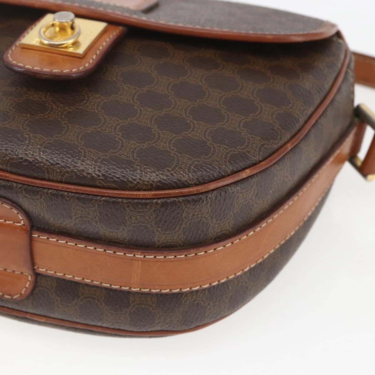 Celine Vintage Macadam Shoulder Bag Canvas And Leather Brown Canvas Shoulder Bag Bag
