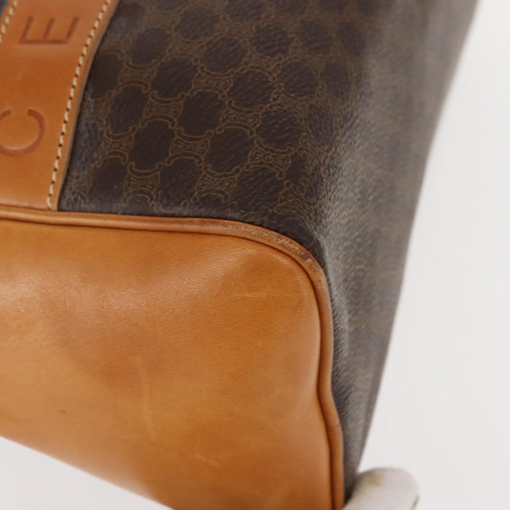 Celine Vintage Macadam Handbag Canvas And Leather Brown Canvas Handbag