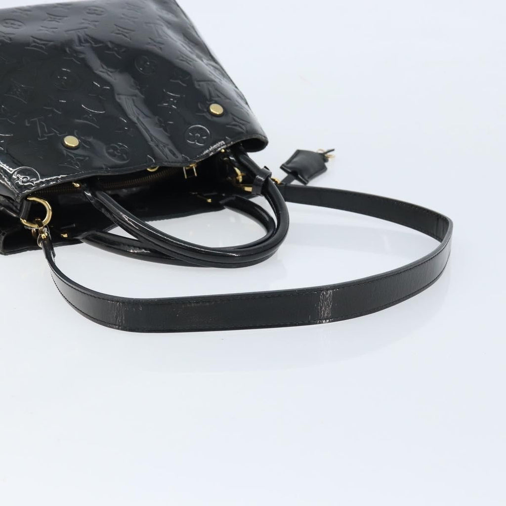 Louis Vuitton Montaigne Handbag Monogram Vernis Black Patent_Leather Handbag