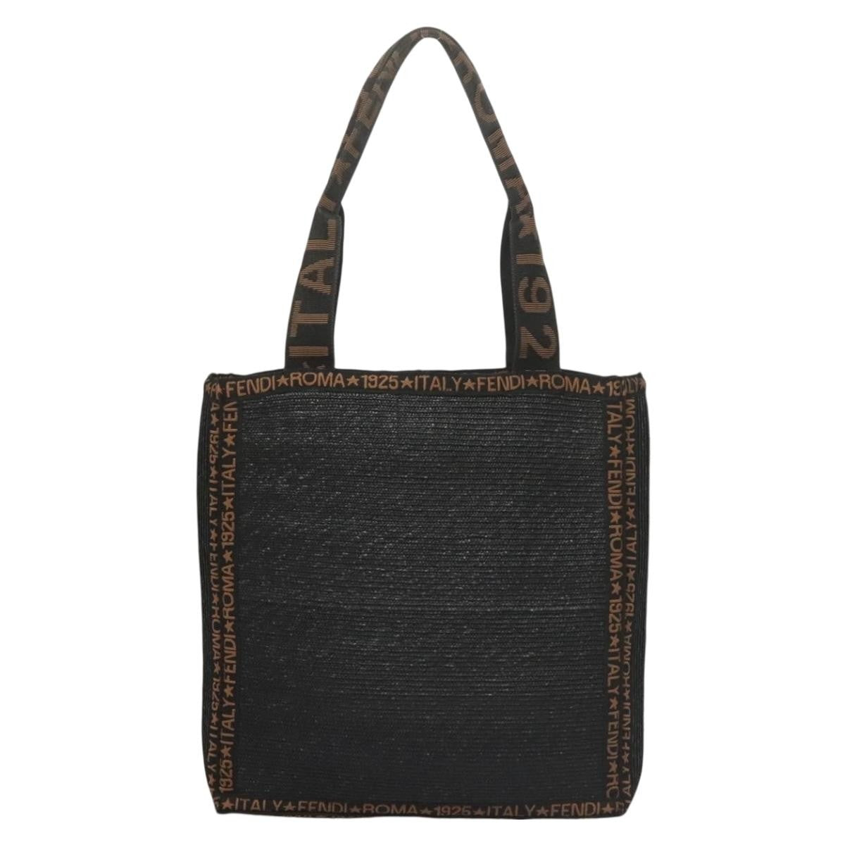 Fendi Zucca Tote Bag Straw Black Wood Tote Bag Bag