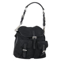 Prada Double Pocket Shoulder Bag Tessuto Black Nylon Shoulder Bag Bag