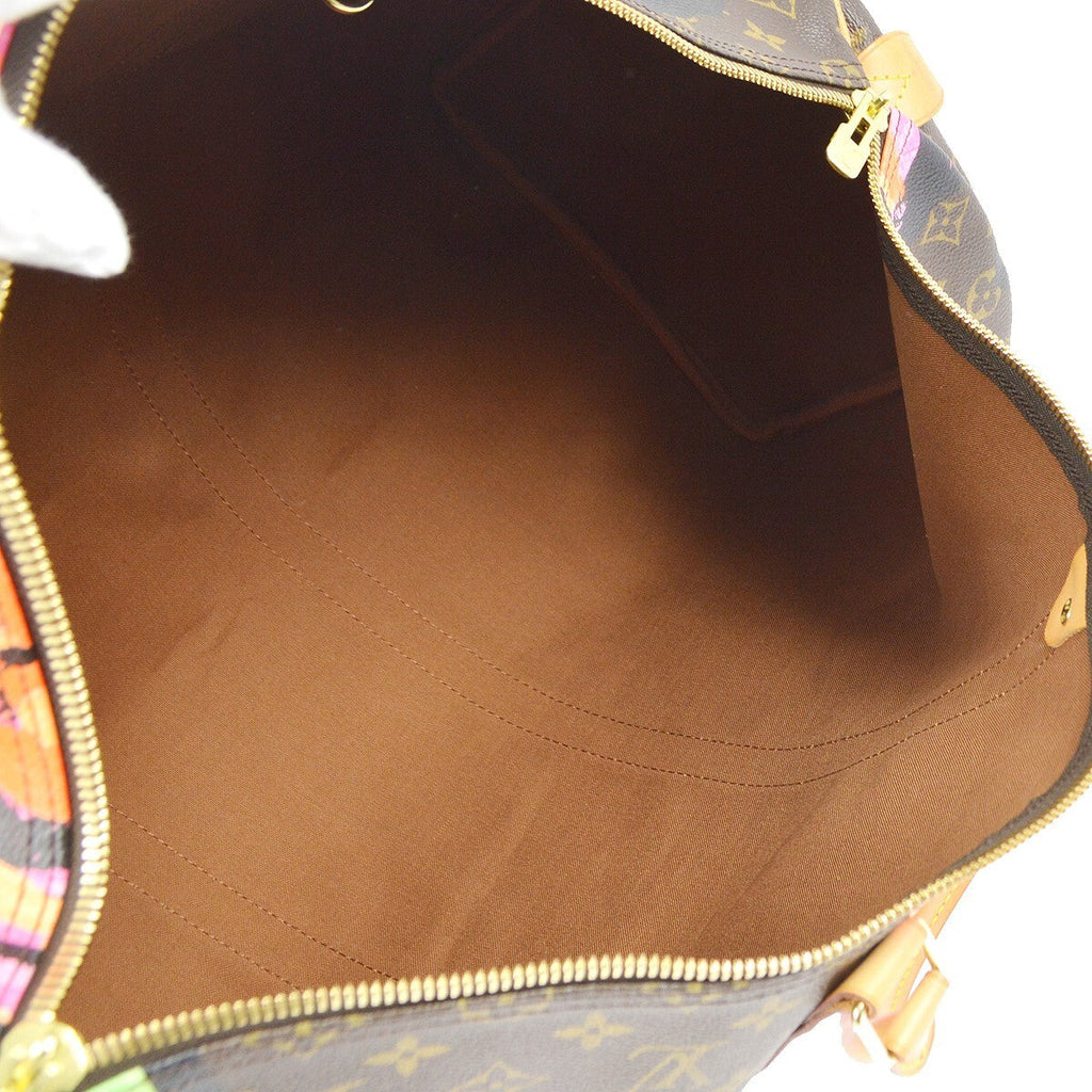 Louis Vuitton Keepall Bag Limited Edition Monogram Roses Brown Canvas Travel Bag