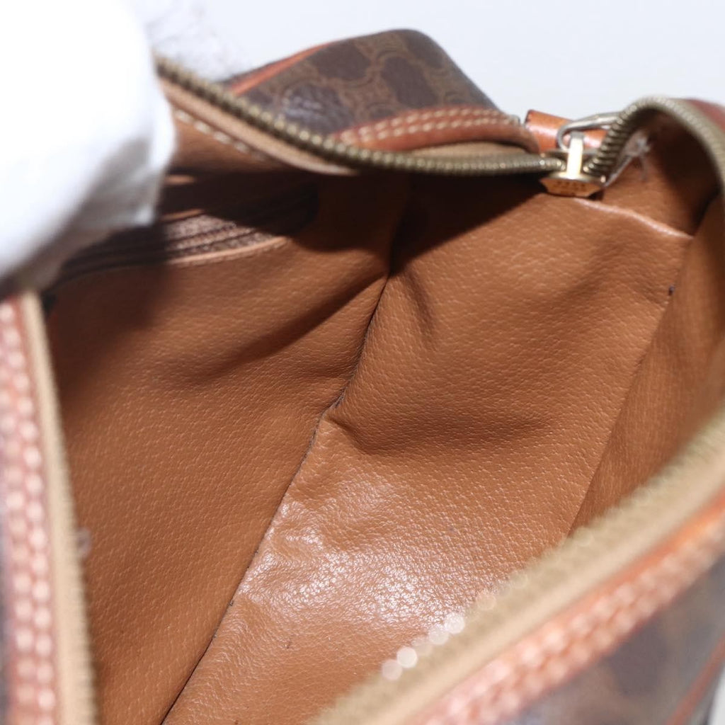 Celine Vintage Macadam Shoulder Bag Canvas And Leather Brown Canvas Shoulder Bag Bag