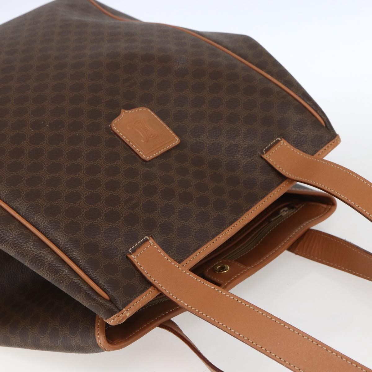 Celine Vintage Macadam Shoulder Bag Canvas And Leather Brown Canvas Shoulder Bag Bag