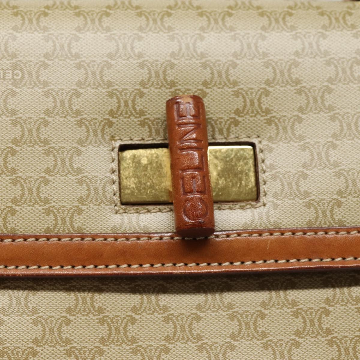 Celine Vintage Convertible Top Handle Bag Macadam Coated Canvas Beige Canvas Handbag