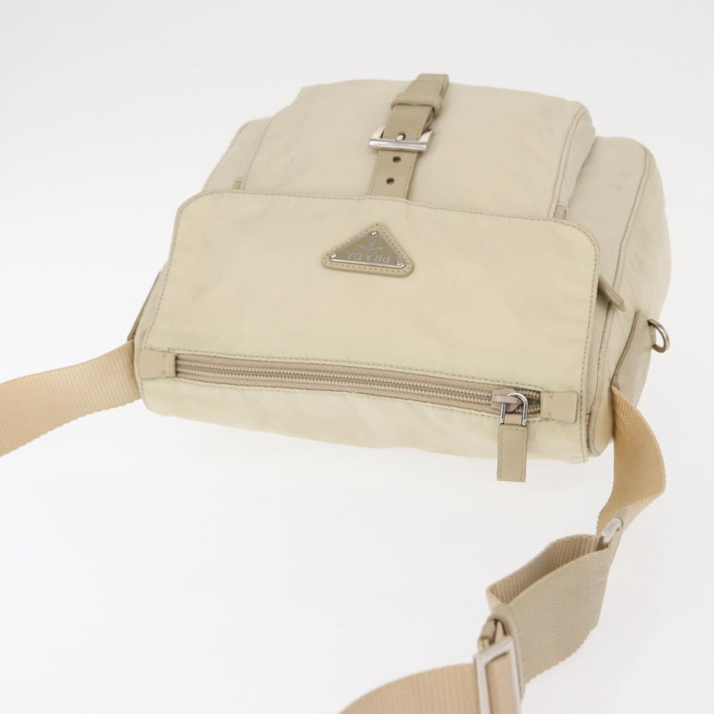 Prada Buckle Messenger Bag Tessuto Beige Nylon Shoulder Bag Bag