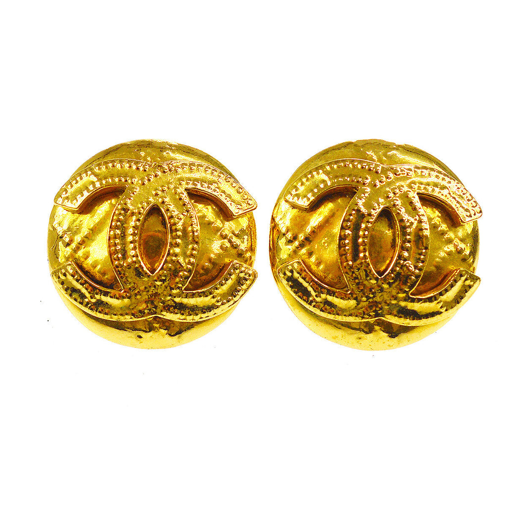 Chanel Cc Button Clip-On Earrings Metal Gold Gold_Plated Earrings Jewelry