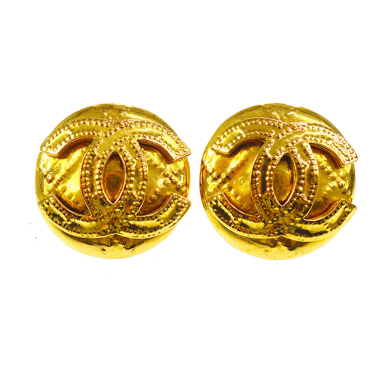 Chanel Cc Button Clip-On Earrings Metal Gold Gold_Plated Earrings Jewelry