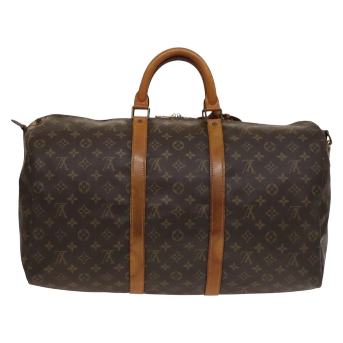 Louis Vuitton Keepall Bandouliere Bag Monogram Canvas Brown Canvas Travel Bag