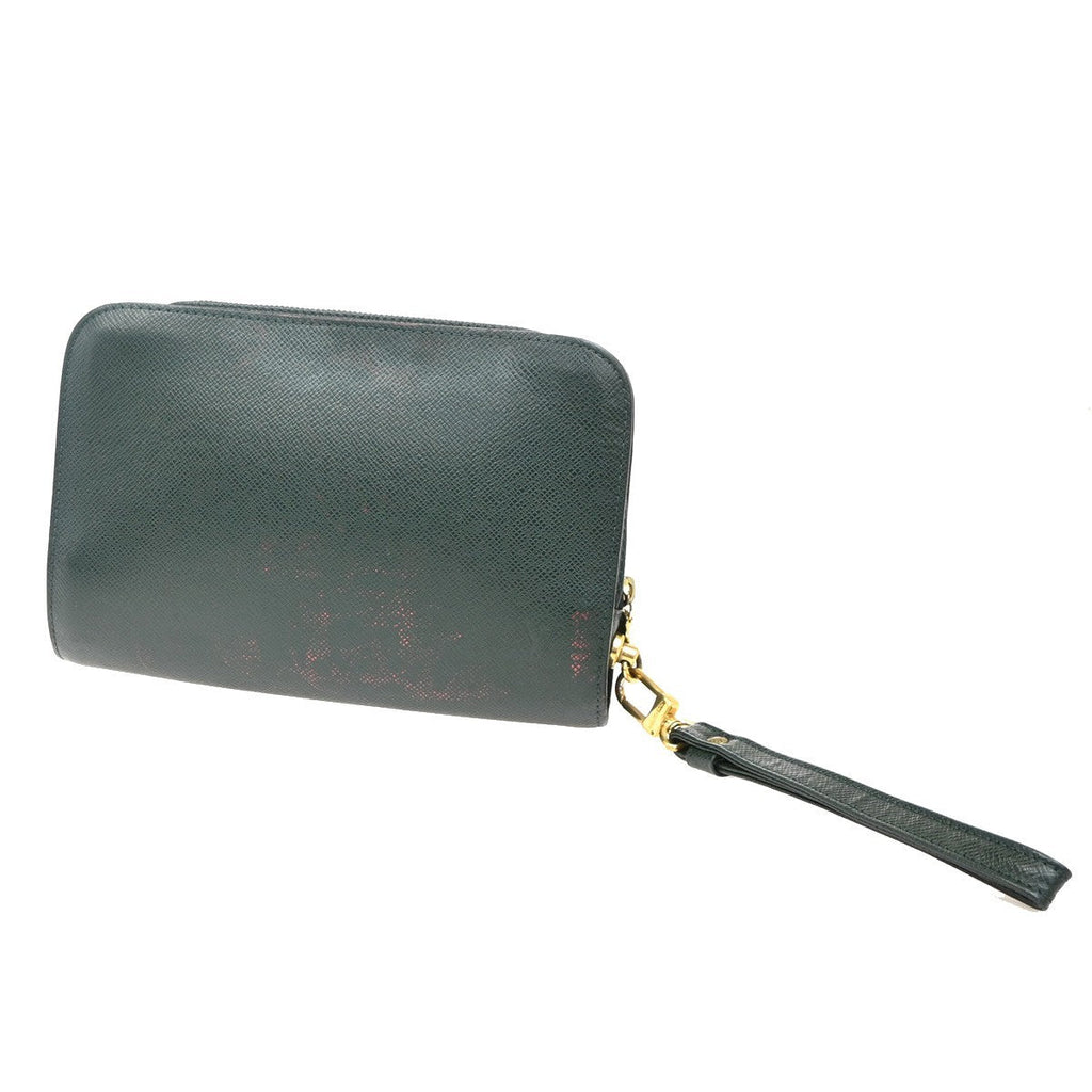 Louis Vuitton Pochette Baikal Clutch Taiga Leather Green Leather Clutche & Pouche Bag