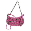 Balenciaga Le Cagole Giant Studs Shoulder Bag Printed Leather Pink Leather Shoulder Bag