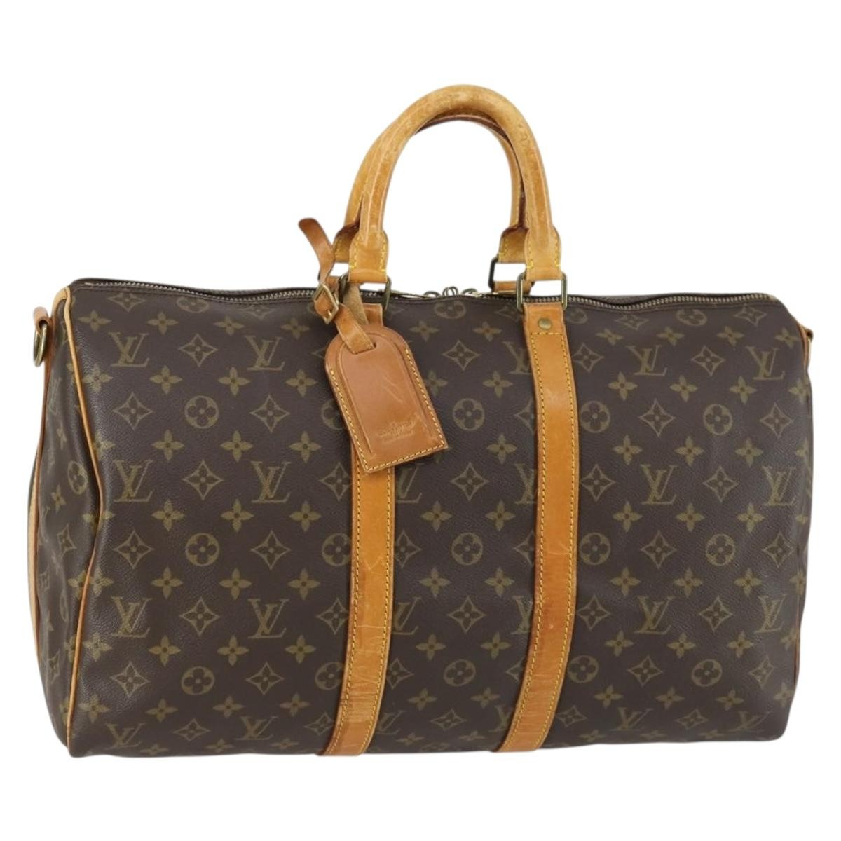 Louis Vuitton Keepall Bandouliere Bag Monogram Canvas Brown Canvas Travel Bag