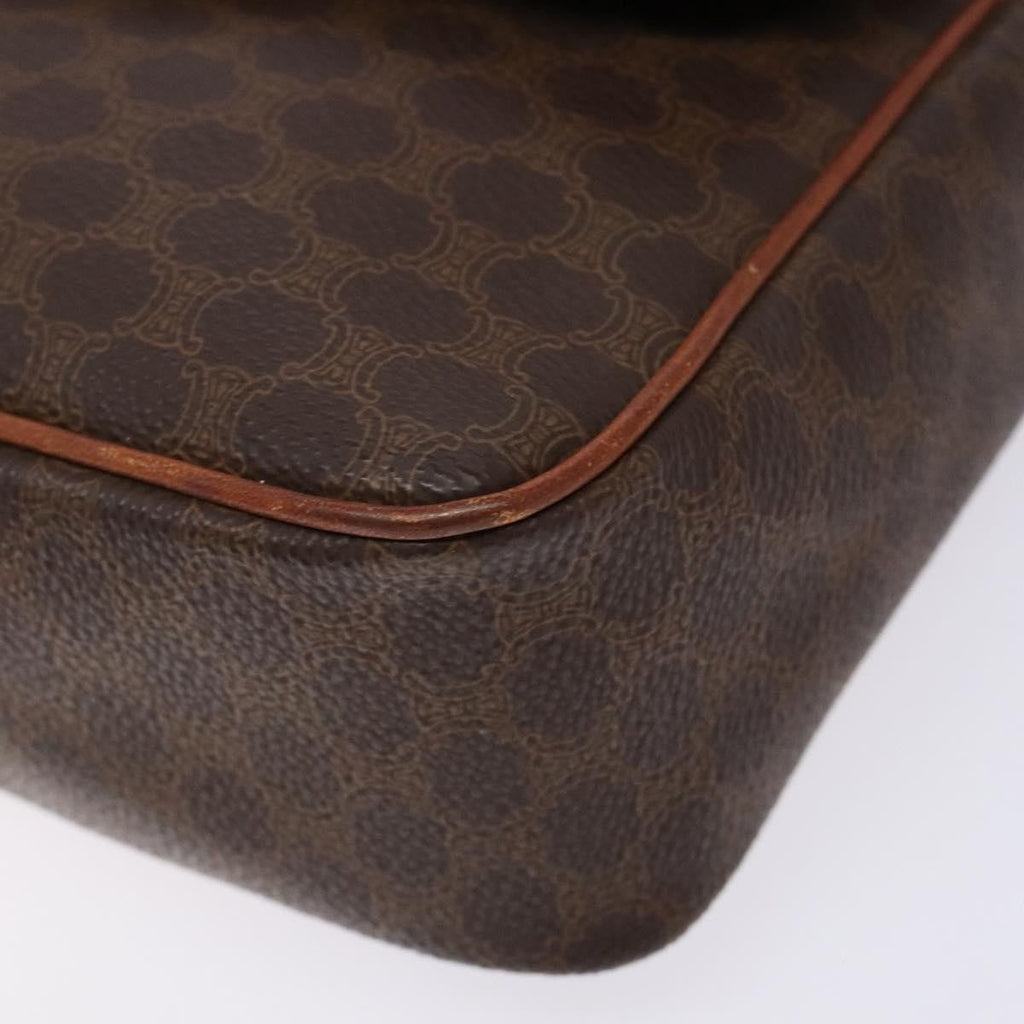 Celine Macadam Shoulder Bag Pvc Leather Brown Canvas Bag