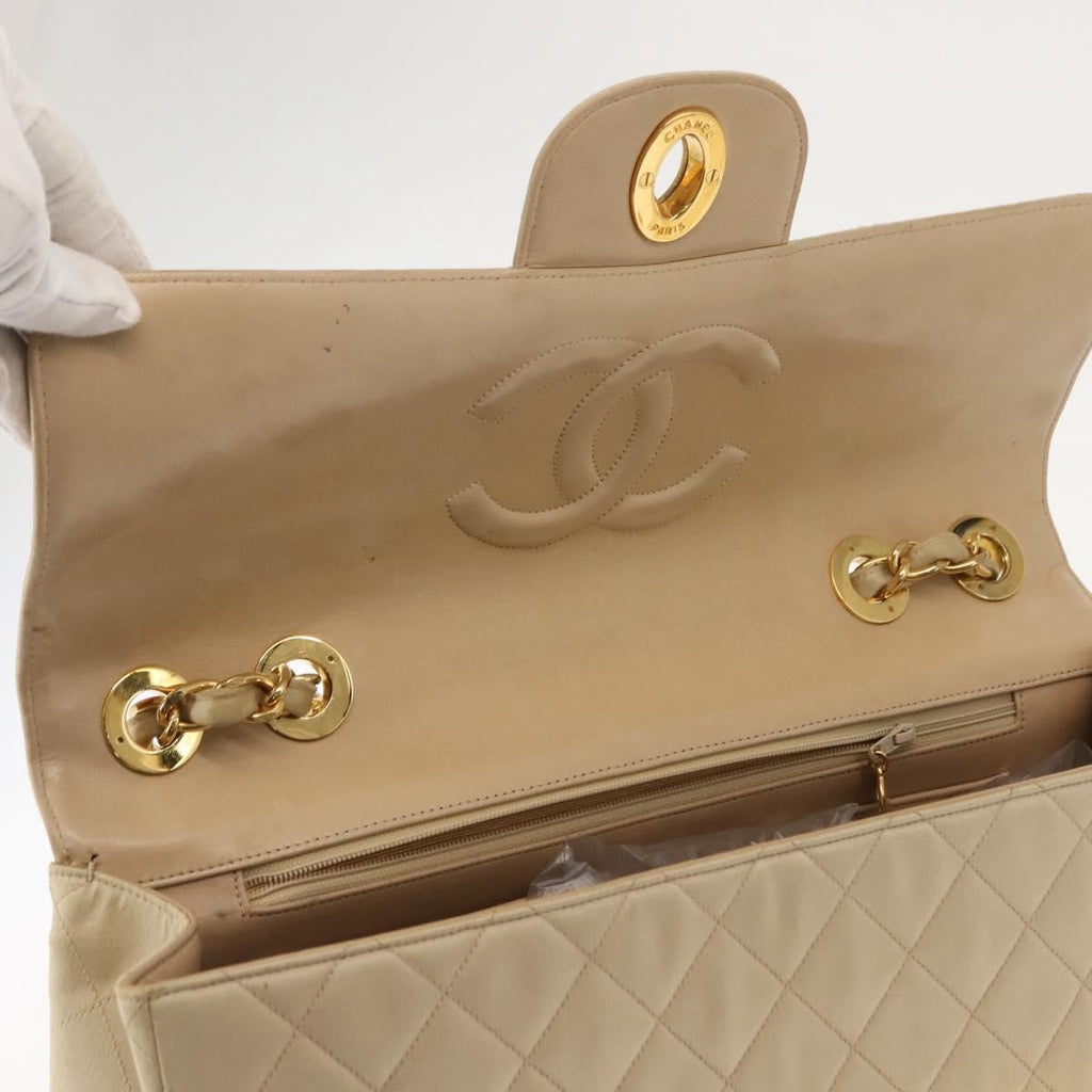 Chanel Vintage Classic Single Flap Bag Silk Beige Satin Shoulder Bag Bag