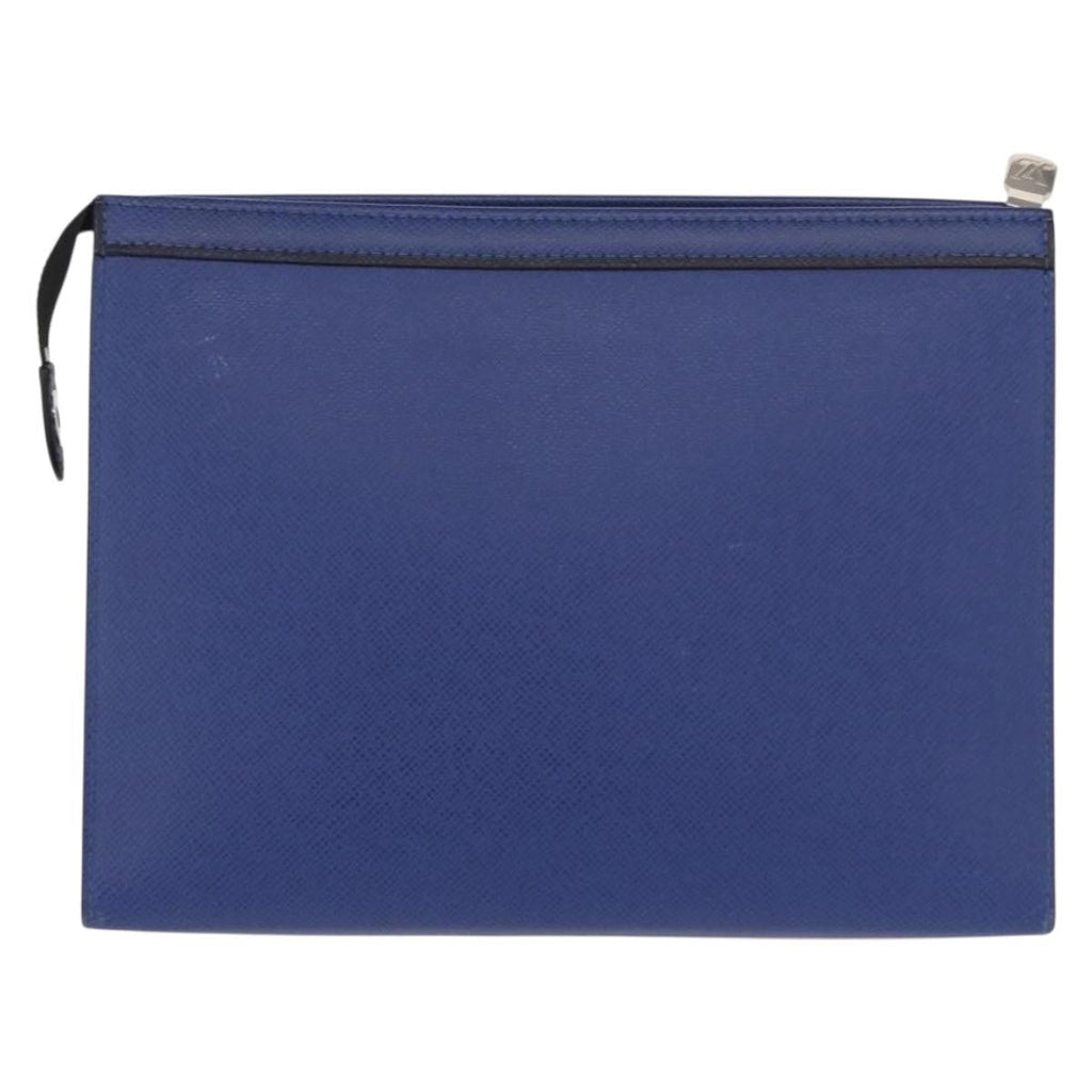 Louis Vuitton Pochette Voyage Taiga Leather Blue Leather Clutche & Pouche Bag