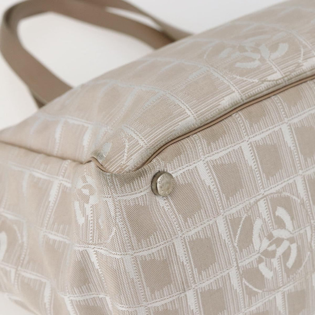 Chanel Travel Line Tote Nylon Beige Nylon Handbag