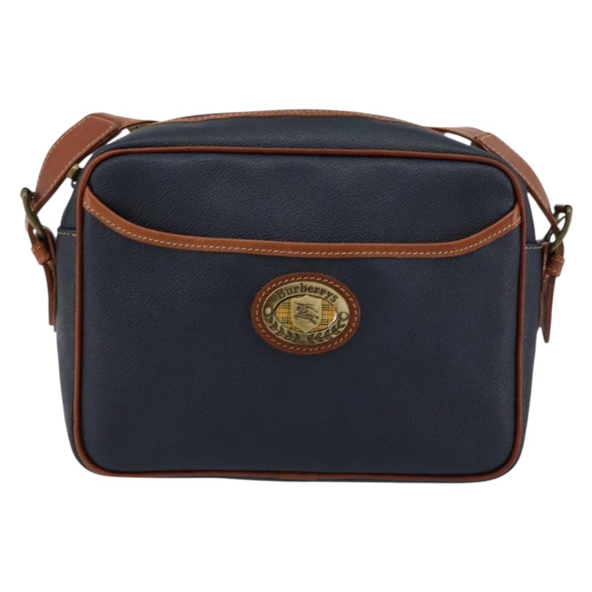 Burberry Vintage Shoulder Bag Leather Navy Leather Shoulder Bag